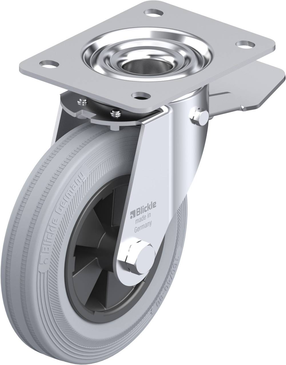 Blickle 337493 LE-VPP 160G-ST-SG Kółko skrętne z hamulcem Średnica koła: 160 mm Maksymalne obciążenie: 135 kg 1 szt. - obrazek 1