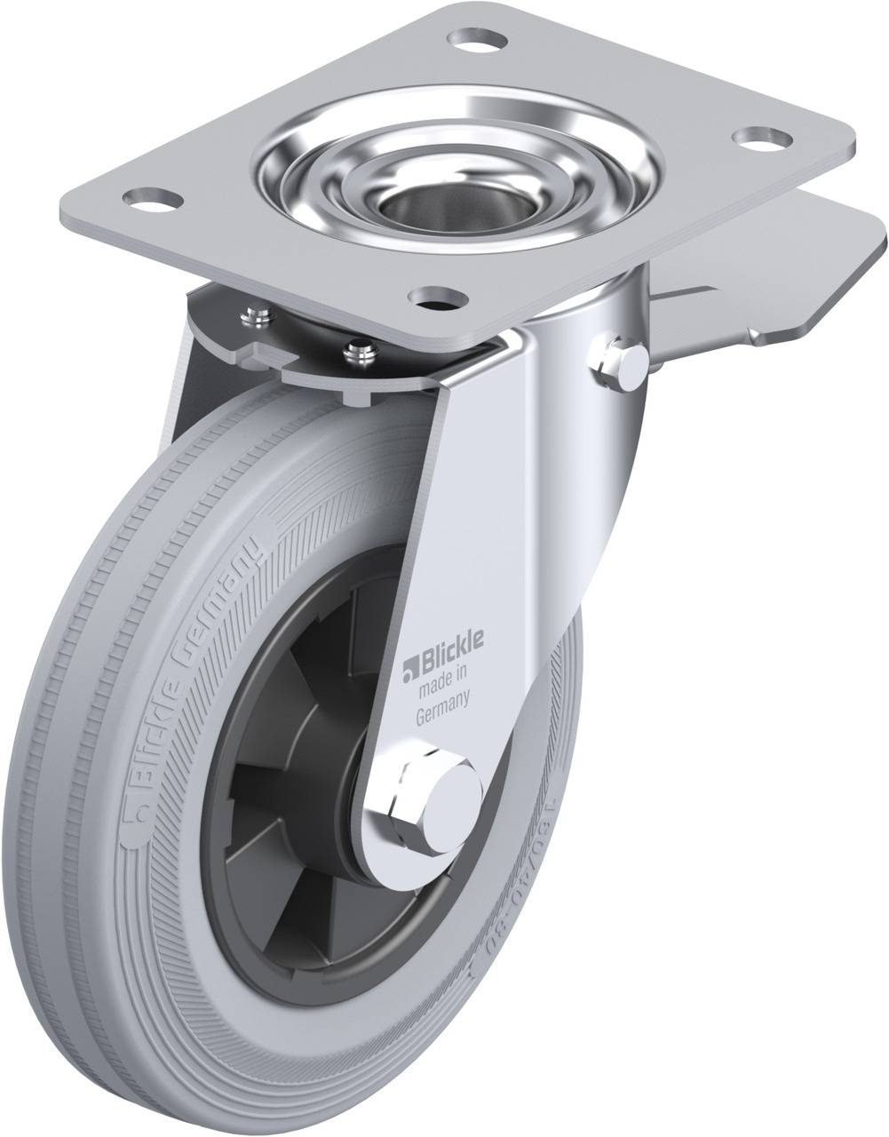 Blickle 320168 LE-VPP 160R-ST-SG Kółko skrętne z hamulcem Średnica koła: 160 mm Maksymalne obciążenie: 135 kg 1 szt. - obrazek 1