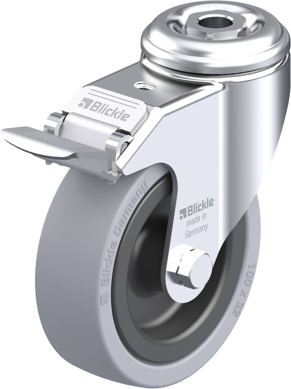 Blickle 224543 LKRA-VPA 101G-FI Kółko skrętne z hamulcem Średnica koła: 100 mm Maksymalne obciążenie: 110 kg 1 szt. - obrazek 1