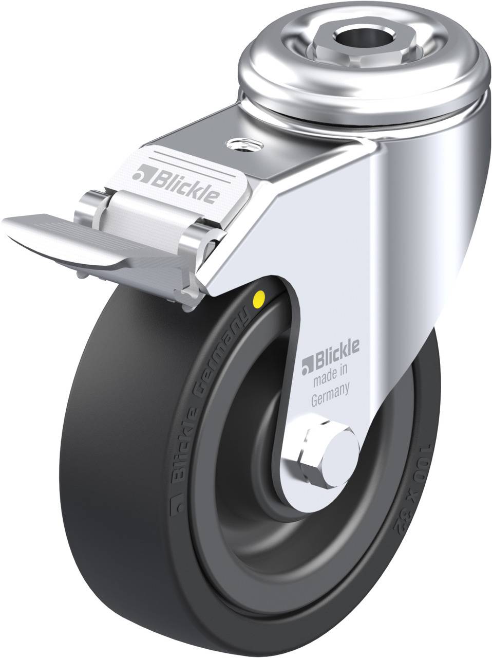 Blickle 225706 LKRA-VPA 101K-FI-EL Kółko skrętne z hamulcem Średnica koła: 100 mm Maksymalne obciążenie: 80 kg 1 szt. - obrazek 1