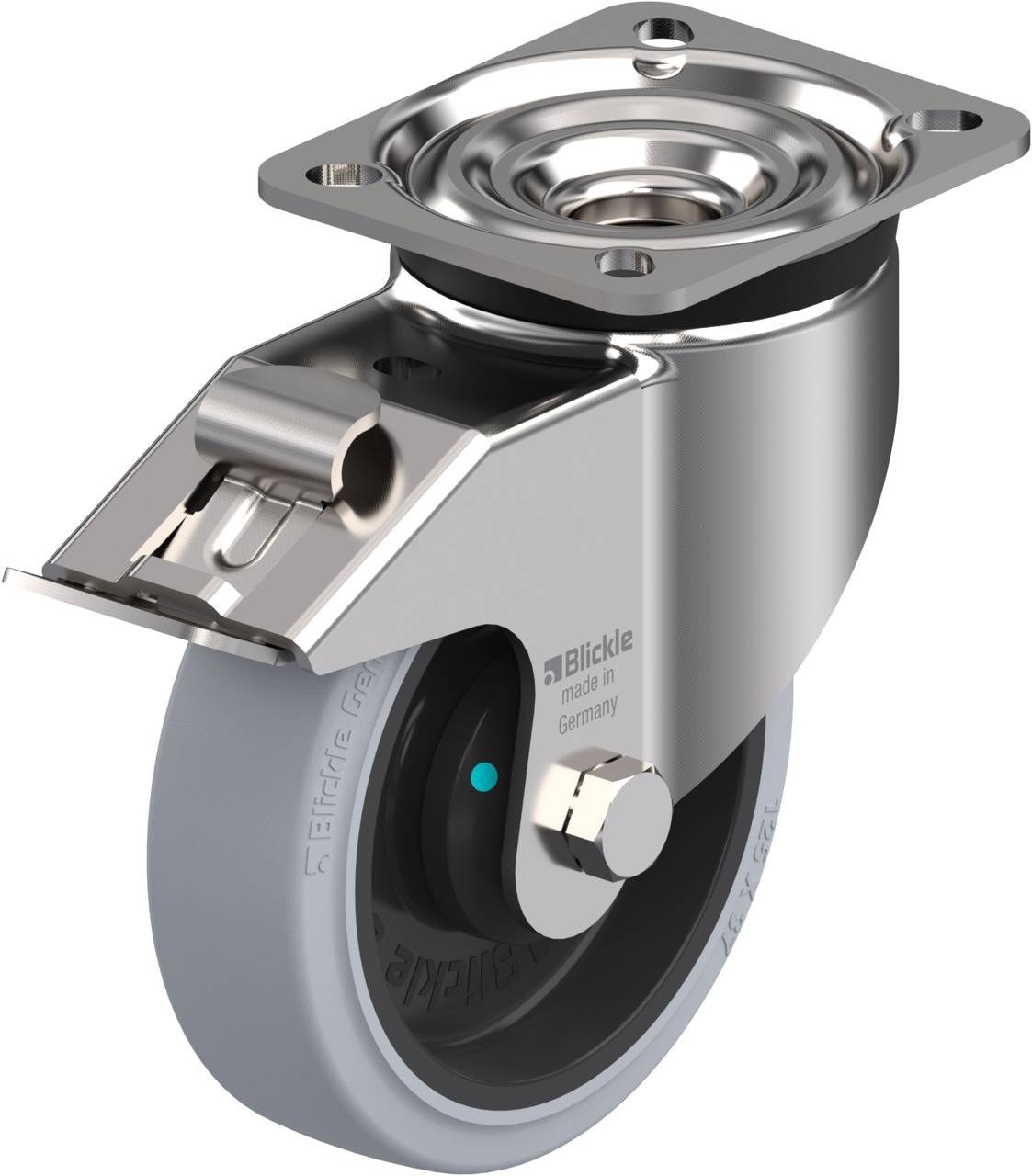 Blickle 758433 LKX-POEV 125KAD-1-FI-SG Kółko skrętne z hamulcem Średnica koła: 125 mm Maksymalne obciążenie: 250 kg 1 sz - obrazek 1