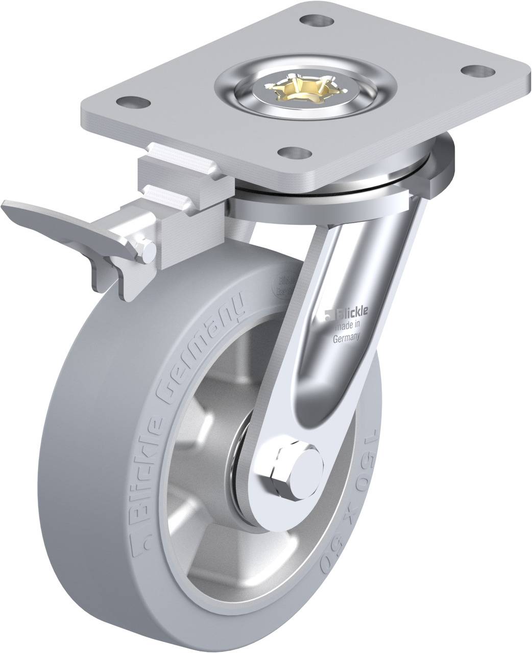 Blickle 852060 LO-ALEV 150K-SG-RI4 Kółko skrętne z hamulcem Średnica koła: 150 mm Maksymalne obciążenie: 400 kg 1 szt. - obrazek 1