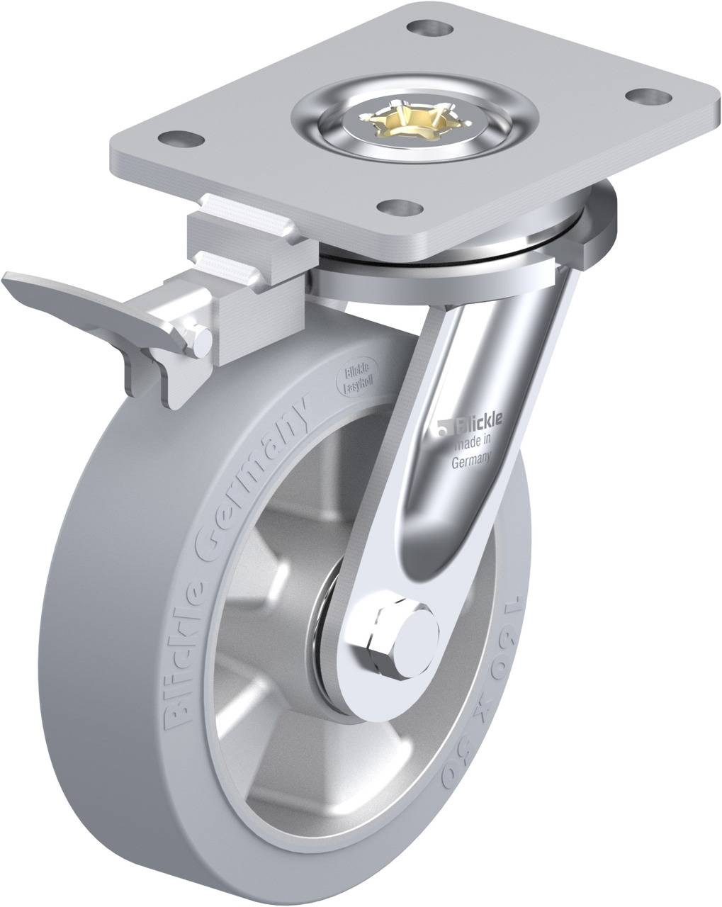 Blickle 852065 LO-ALEV 160K-SG-RI4 Kółko skrętne z hamulcem Średnica koła: 160 mm Maksymalne obciążenie: 400 kg 1 szt. - obrazek 1