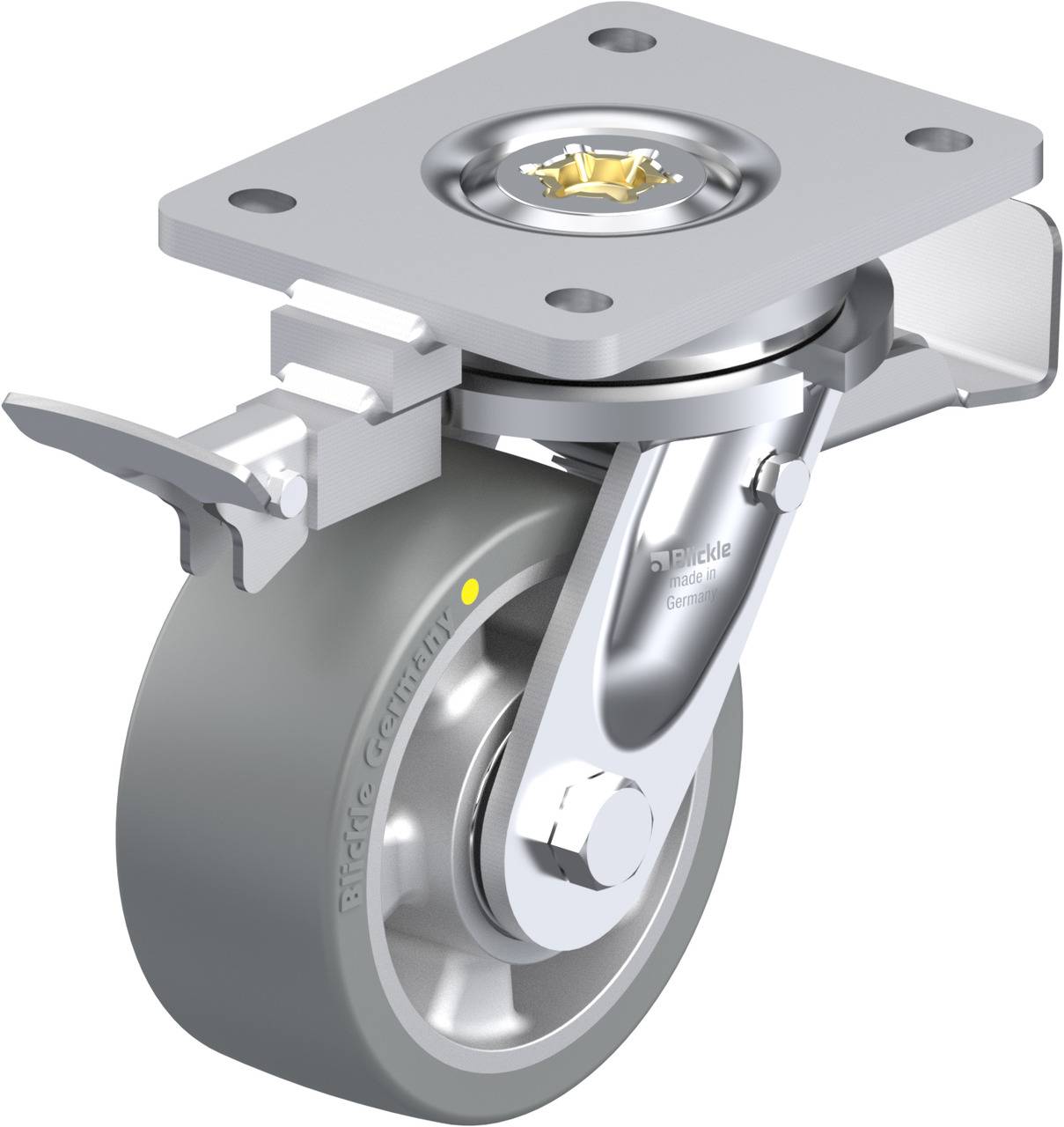 Blickle 852538 LO-ALTH 127K-ST-AS-RI4 Kółko skrętne z hamulcem Średnica koła: 125 mm Maksymalne obciążenie: 750 kg 1 szt - obrazek 1