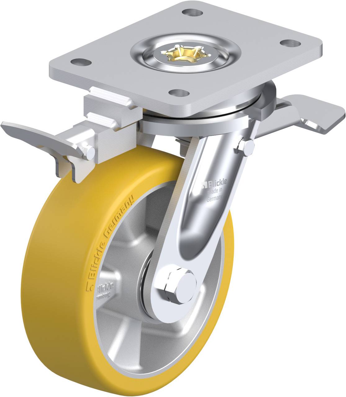 Blickle 852544 LO-ALTH 150K-ST-RI4 Kółko skrętne z hamulcem Średnica koła: 150 mm Maksymalne obciążenie: 650 kg 1 szt. - obrazek 1