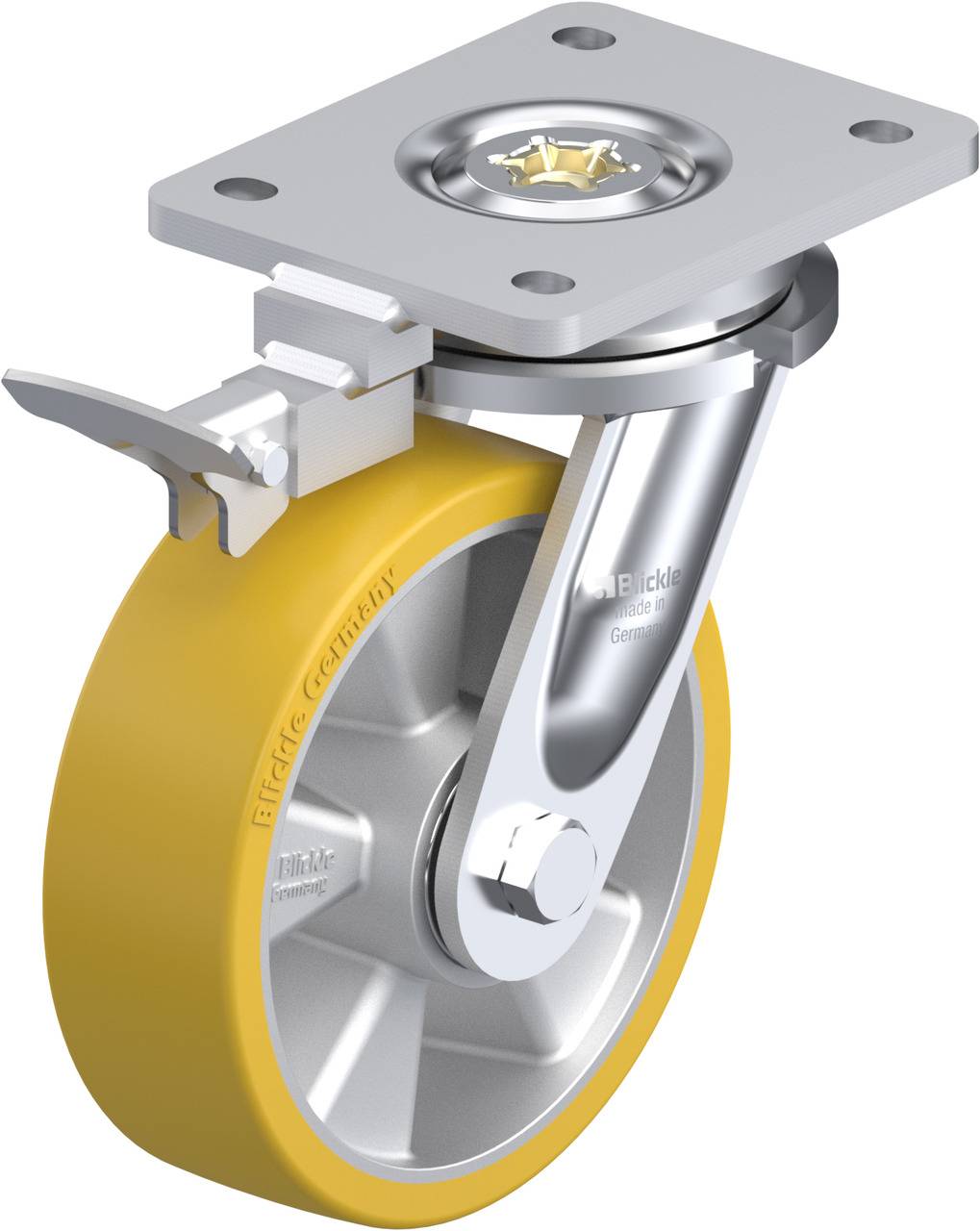Blickle 852552 LO-ALTH 160K-RI4 Kółko skrętne z hamulcem Średnica koła: 160 mm Maksymalne obciążenie: 750 kg 1 szt. - obrazek 1