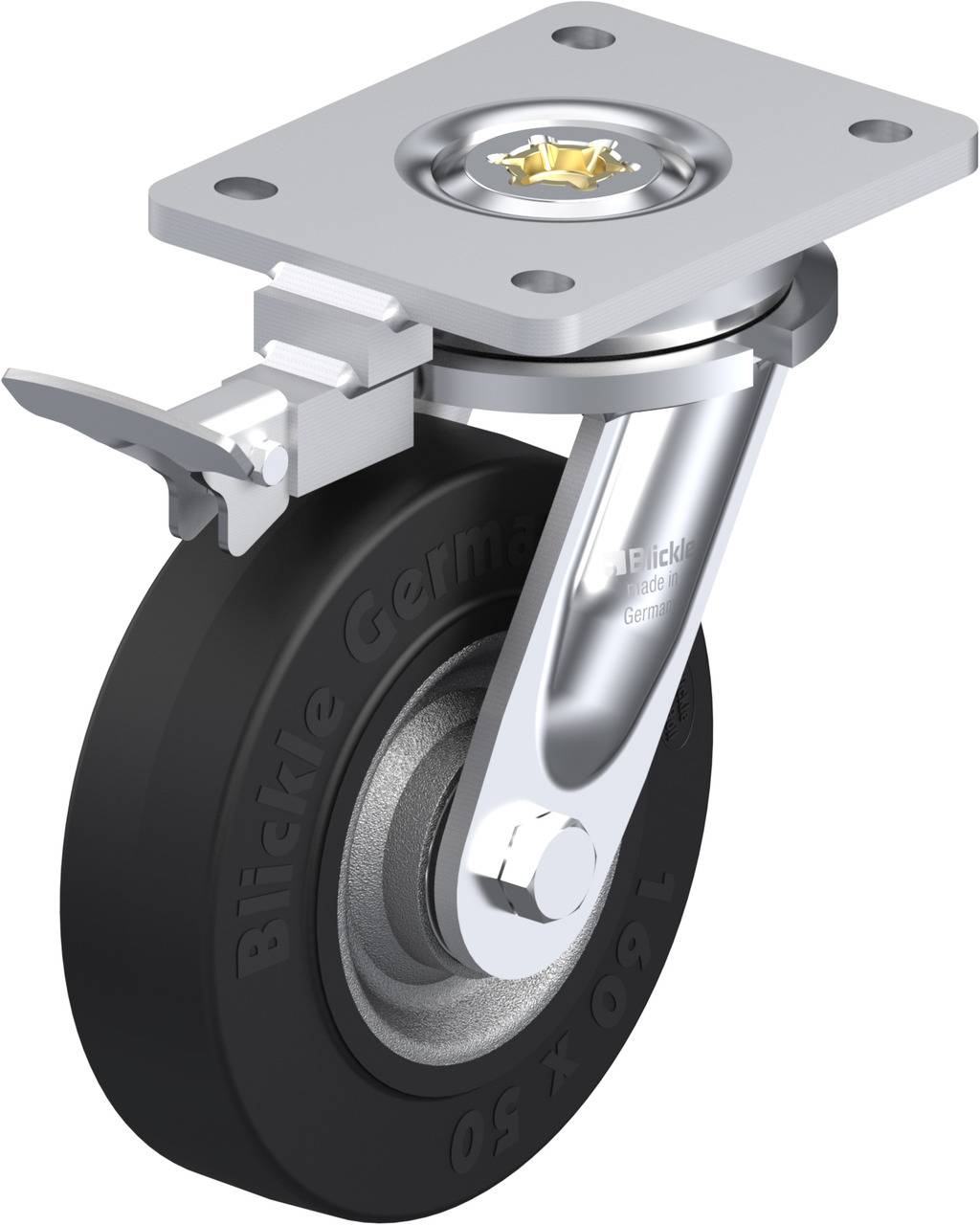 Blickle 852107 LO-SE 160K-RI4 Kółko skrętne z hamulcem Średnica koła: 160 mm Maksymalne obciążenie: 450 kg 1 szt. - obrazek 1