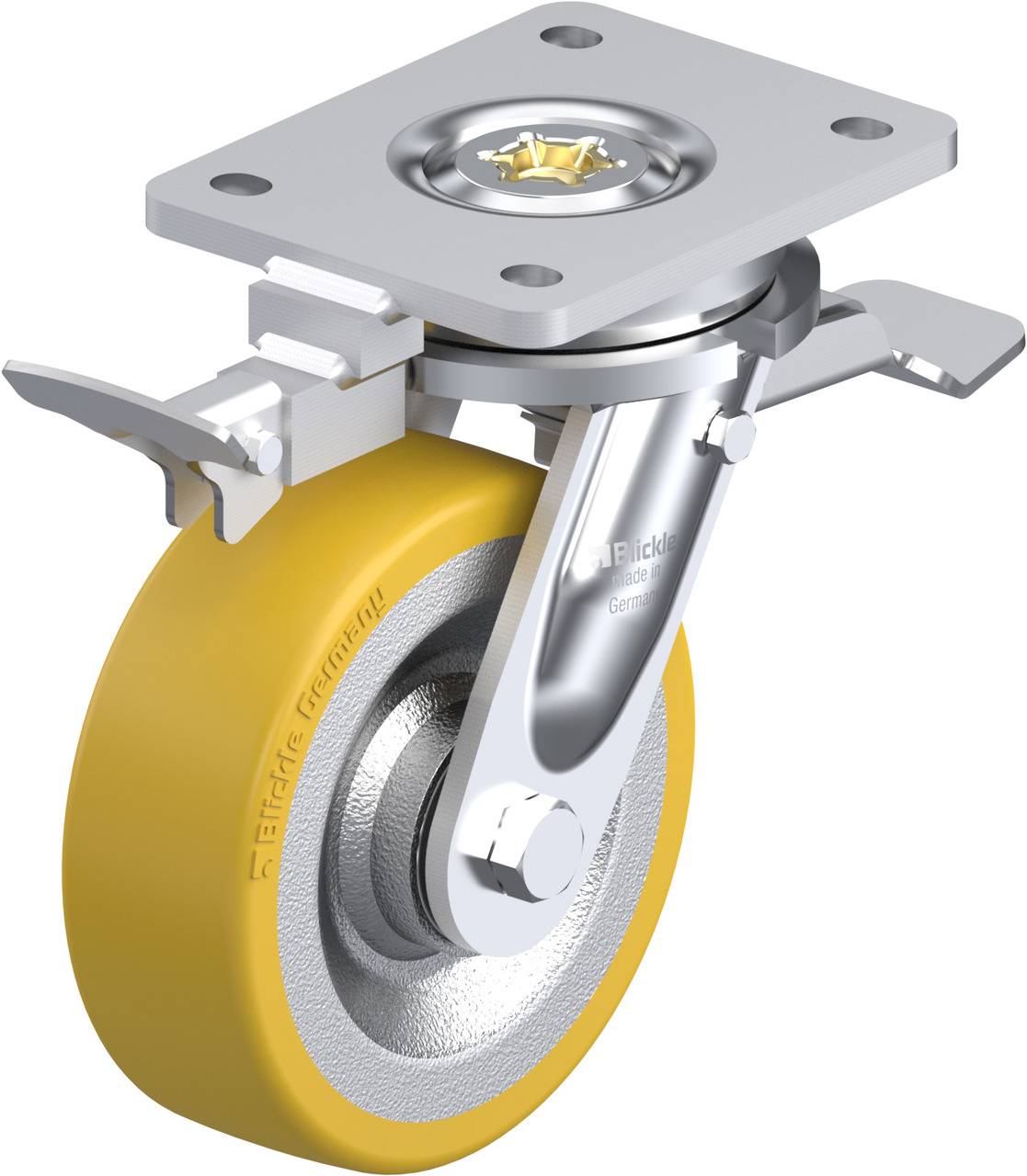 Blickle 852561 LO-SETH 150K-ST-RI4 Kółko skrętne z hamulcem Średnica koła: 150 mm Maksymalne obciążenie: 650 kg 1 szt. - obrazek 1