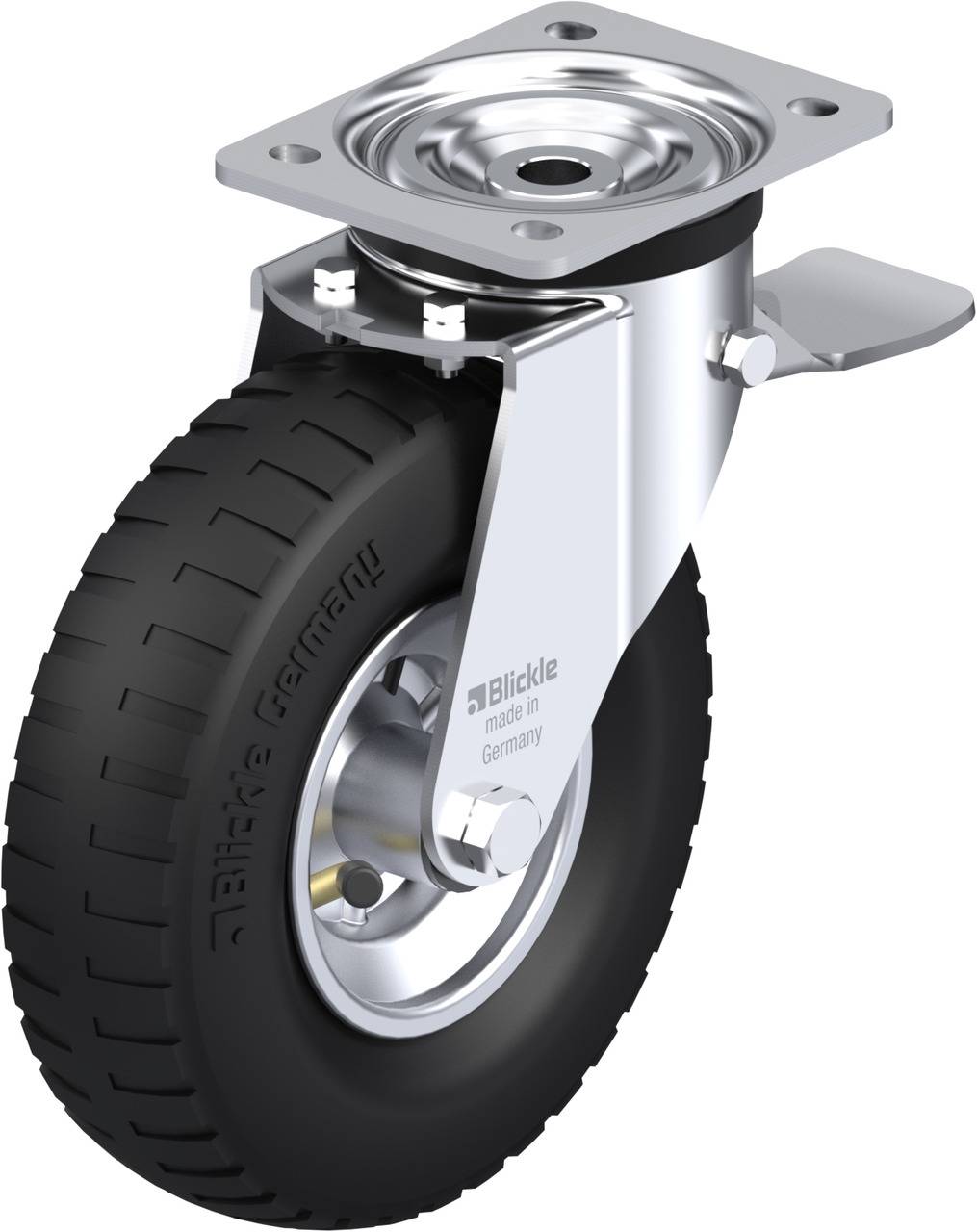 Blickle 289405 L-P 222R-ST Kółko skrętne z hamulcem Średnica koła: 220 mm Maksymalne obciążenie: 100 kg 1 szt. - obrazek 1