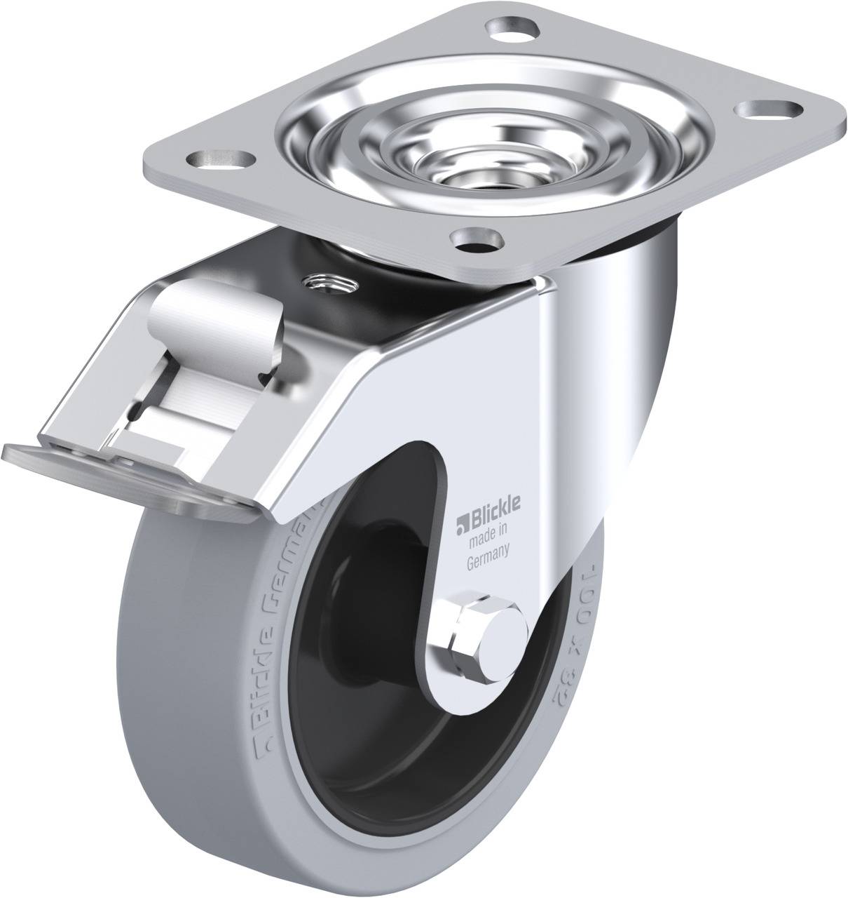 Blickle 313197 L-POEV 100G-FI-SG Kółko skrętne z hamulcem Średnica koła: 100 mm Maksymalne obciążenie: 200 kg 1 szt. - obrazek 1
