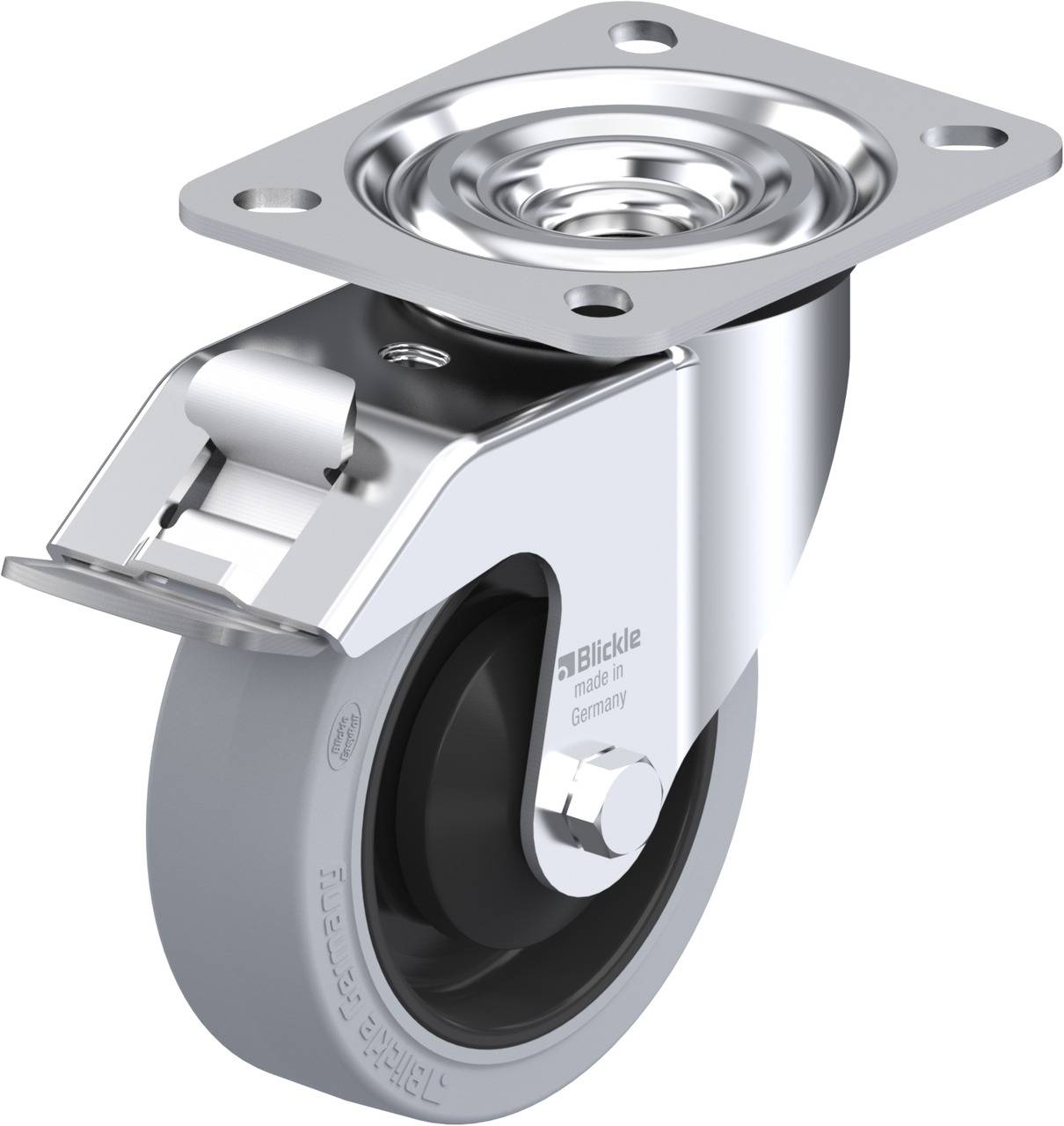 Blickle 333054 L-POEV 100KA-FI-SG Kółko skrętne z hamulcem Średnica koła: 100 mm Maksymalne obciążenie: 200 kg 1 szt. - obrazek 1