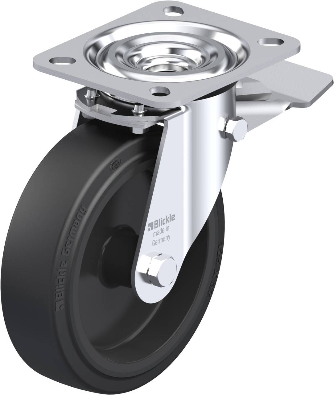 Blickle 850539 L-POEV 125G-ST Kółko skrętne z hamulcem Średnica koła: 125 mm Maksymalne obciążenie: 250 kg 1 szt. - obrazek 1