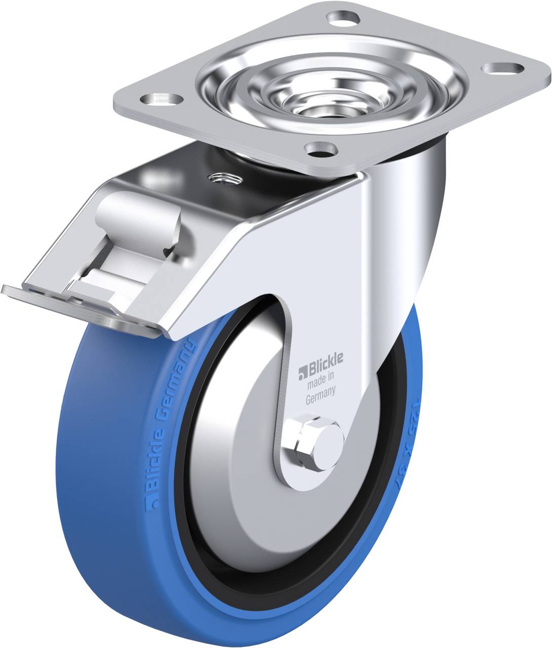 Blickle 720839 L-POEV 125R-FI-SB-FA Kółko skrętne z hamulcem Średnica koła: 125 mm Maksymalne obciążenie: 250 kg 1 szt. - obrazek 1