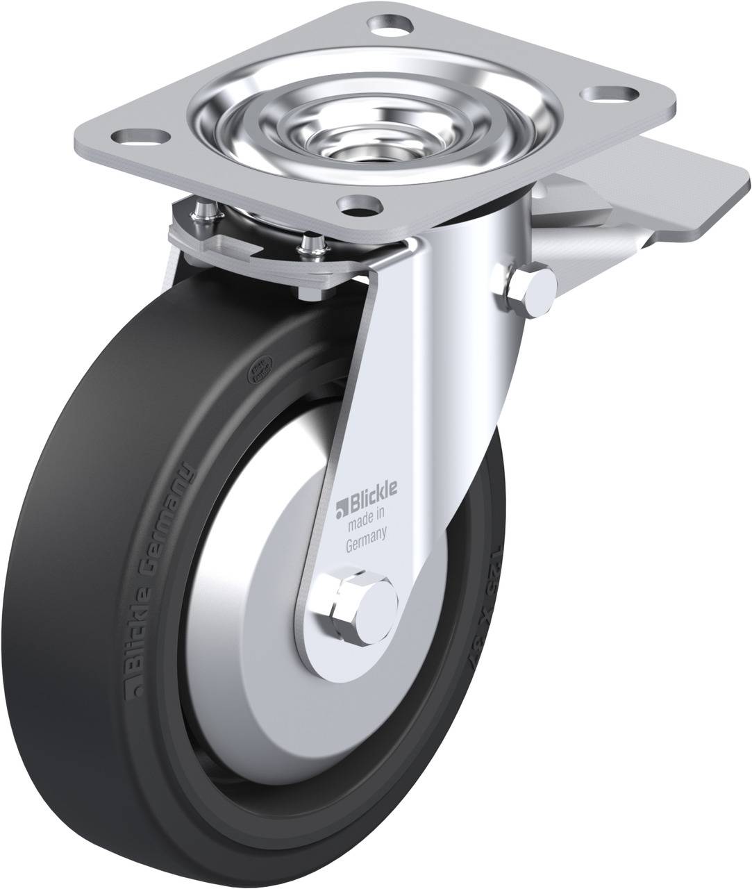 Blickle 95323 L-POEV 125R-ST-FA Kółko skrętne z hamulcem Średnica koła: 125 mm Maksymalne obciążenie: 250 kg 1 szt. - obrazek 1
