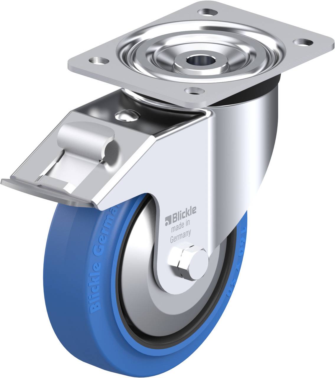 Blickle 681031 L-POEV 160R-FI-SB-FA Kółko skrętne z hamulcem Średnica koła: 160 mm Maksymalne obciążenie: 400 kg 1 szt. - obrazek 1