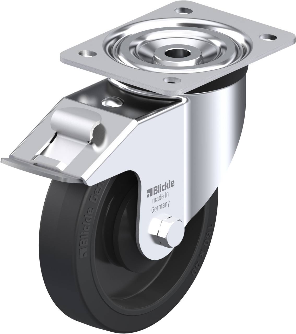 Blickle 754963 L-POEV 161KA-FI Kółko skrętne z hamulcem Średnica koła: 160 mm Maksymalne obciążenie: 320 kg 1 szt. - obrazek 1