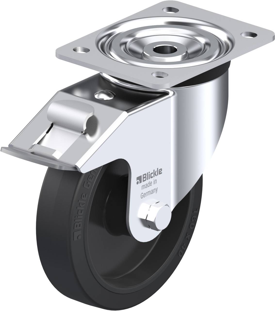 Blickle 754965 L-POEV 161R-FI Kółko skrętne z hamulcem Średnica koła: 160 mm Maksymalne obciążenie: 320 kg 1 szt. - obrazek 1