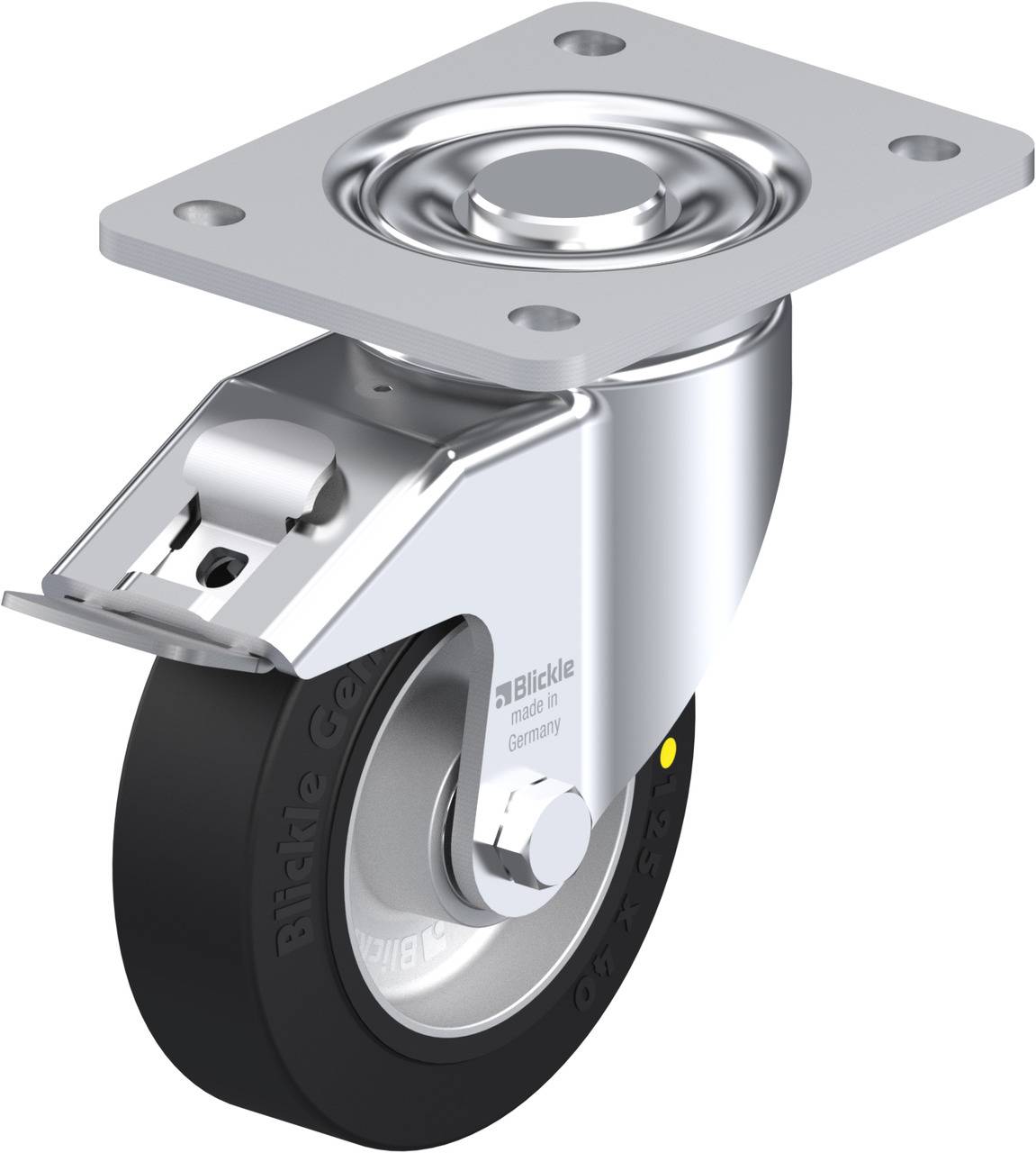 Blickle 752466 LH-ALEV 125K-3-FI-EL Kółko skrętne z hamulcem Średnica koła: 125 mm Maksymalne obciążenie: 250 kg 1 szt. - obrazek 1