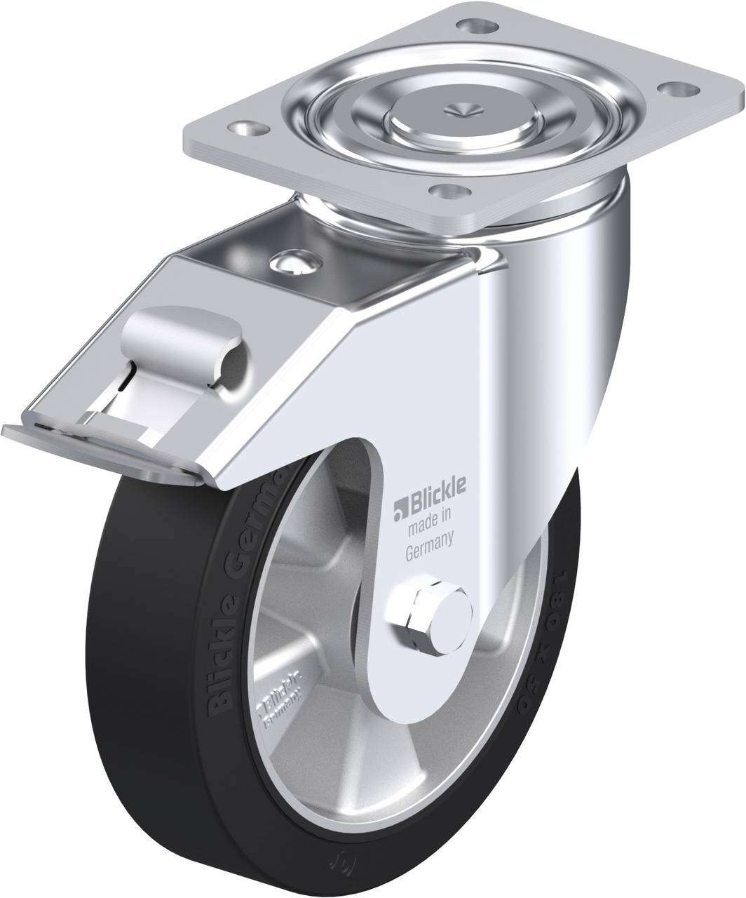 Blickle 625020 LH-ALEV 180K-FI Kółko skrętne z hamulcem Średnica koła: 180 mm Maksymalne obciążenie: 450 kg 1 szt. - obrazek 1