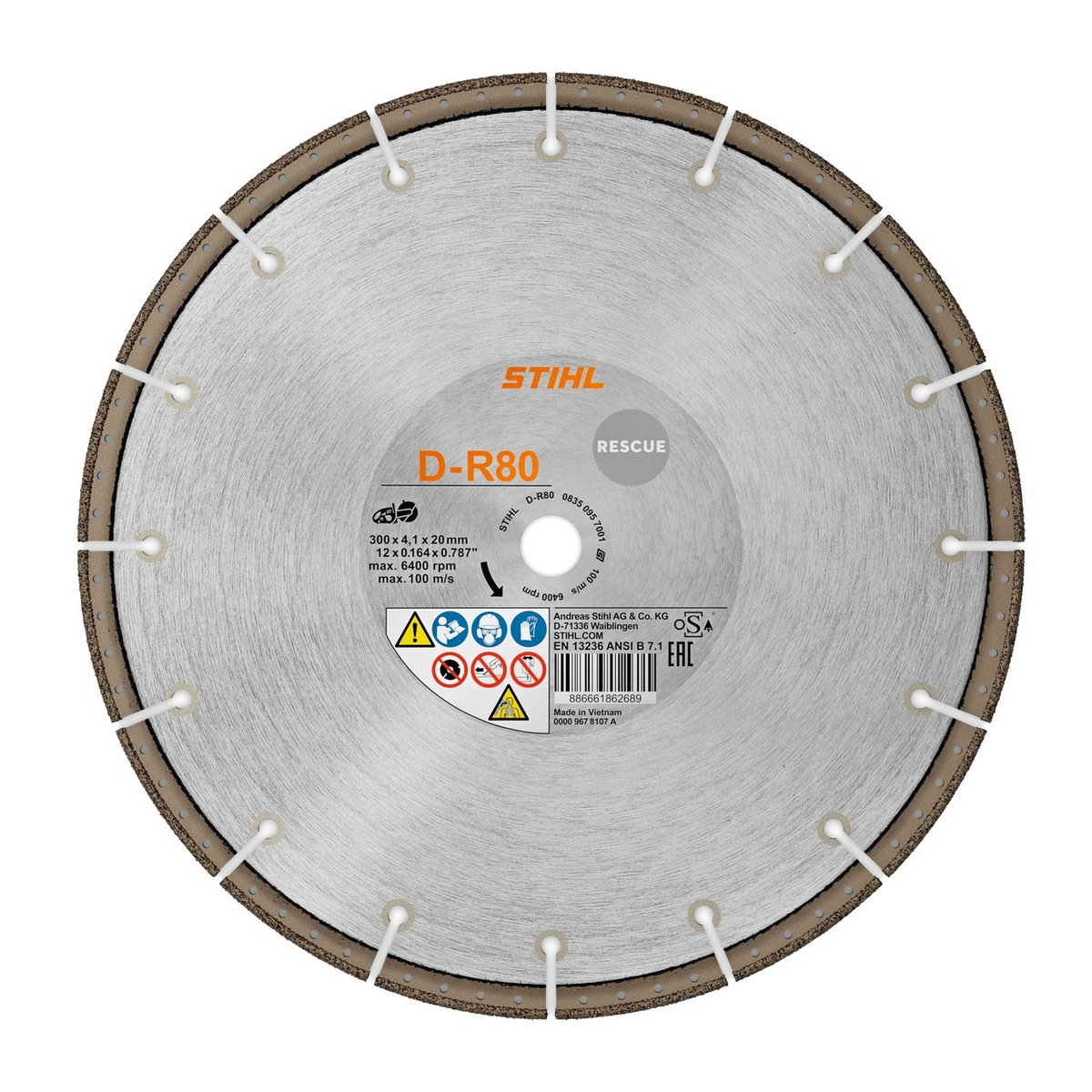Diamentowa, uniwesalna tarcza tnąca 300 mm Stihl D-R80 (08350957001)