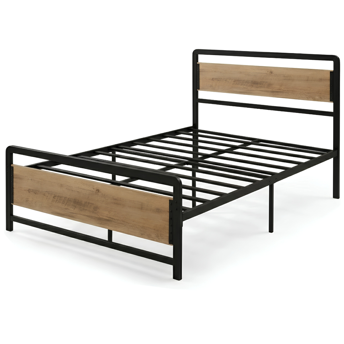 Łóżko metalowe pojedyncze 120×200 Belivio SOHO czarne / Royal Oak