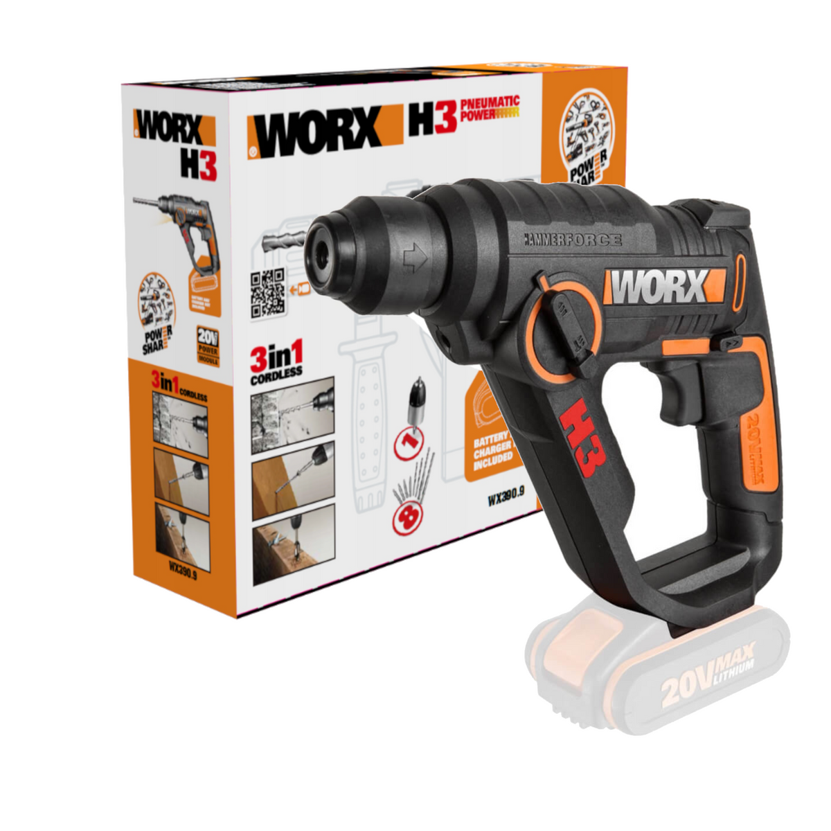 Młotowiertarka Worx WX390.9 - obrazek 1