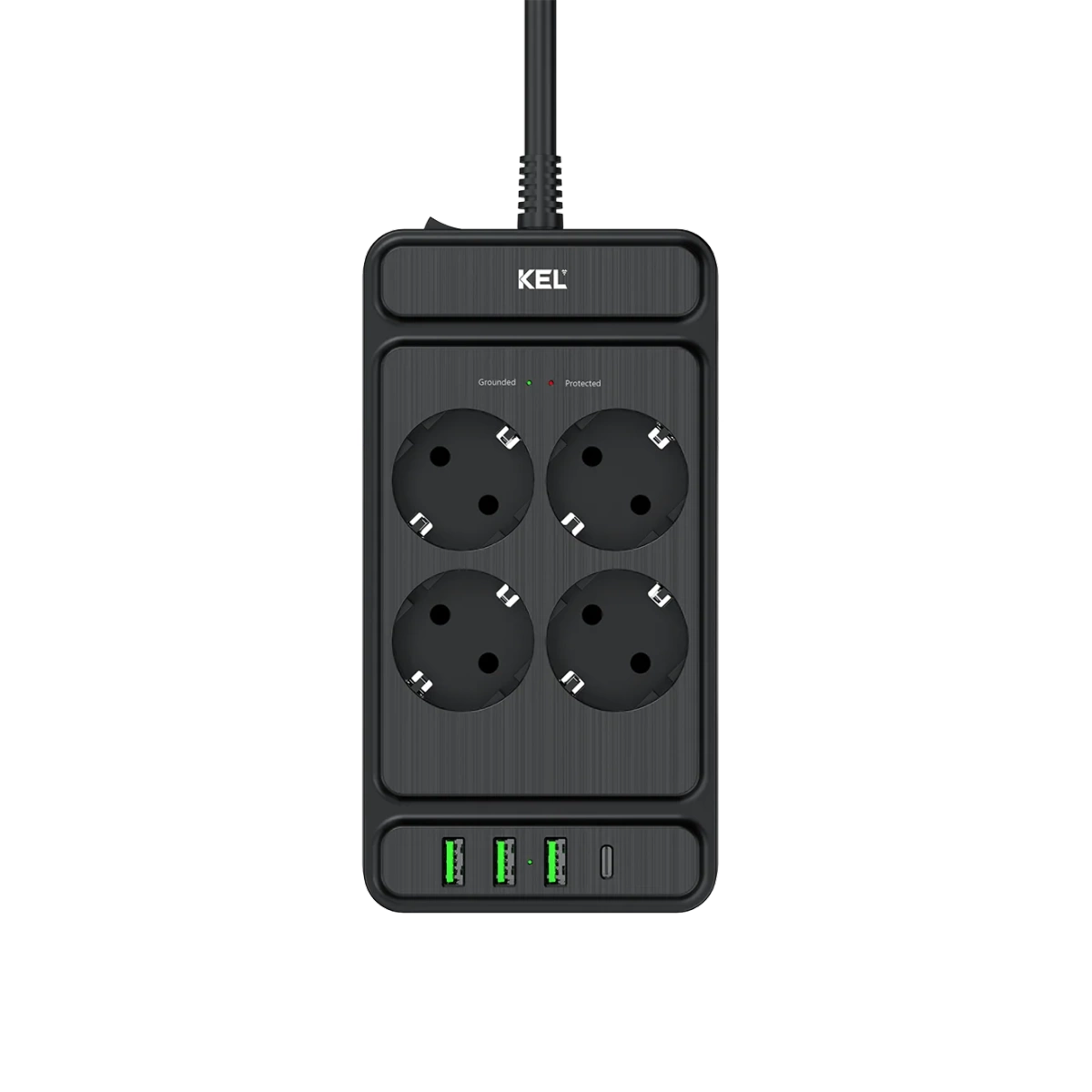 Przedłużacz stały z czterokrotnym gniazdem wtyczkowym 2p+Z USB KEL W-00355 - obrazek 1