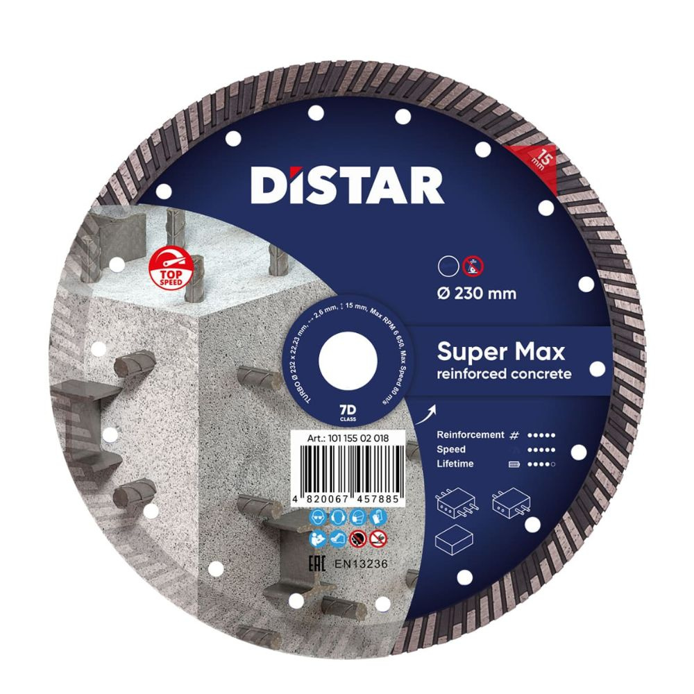 Tarcza diamentowa Super Max 230x2,6x15x22,23 Turbo Distar 10115502018 - obrazek 1