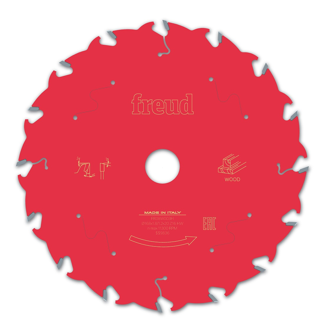 Tarcza piła 168x1,8/1,2x20mm Z16 Freud FR08W003H - obrazek 1