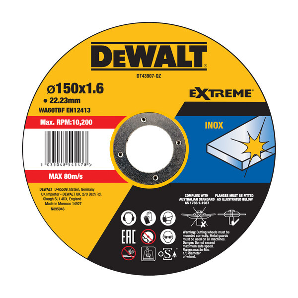 Tarcza tnąca do stali nierdzewnej 150×1,6×22,23mm Dewalt DT43907-QZ