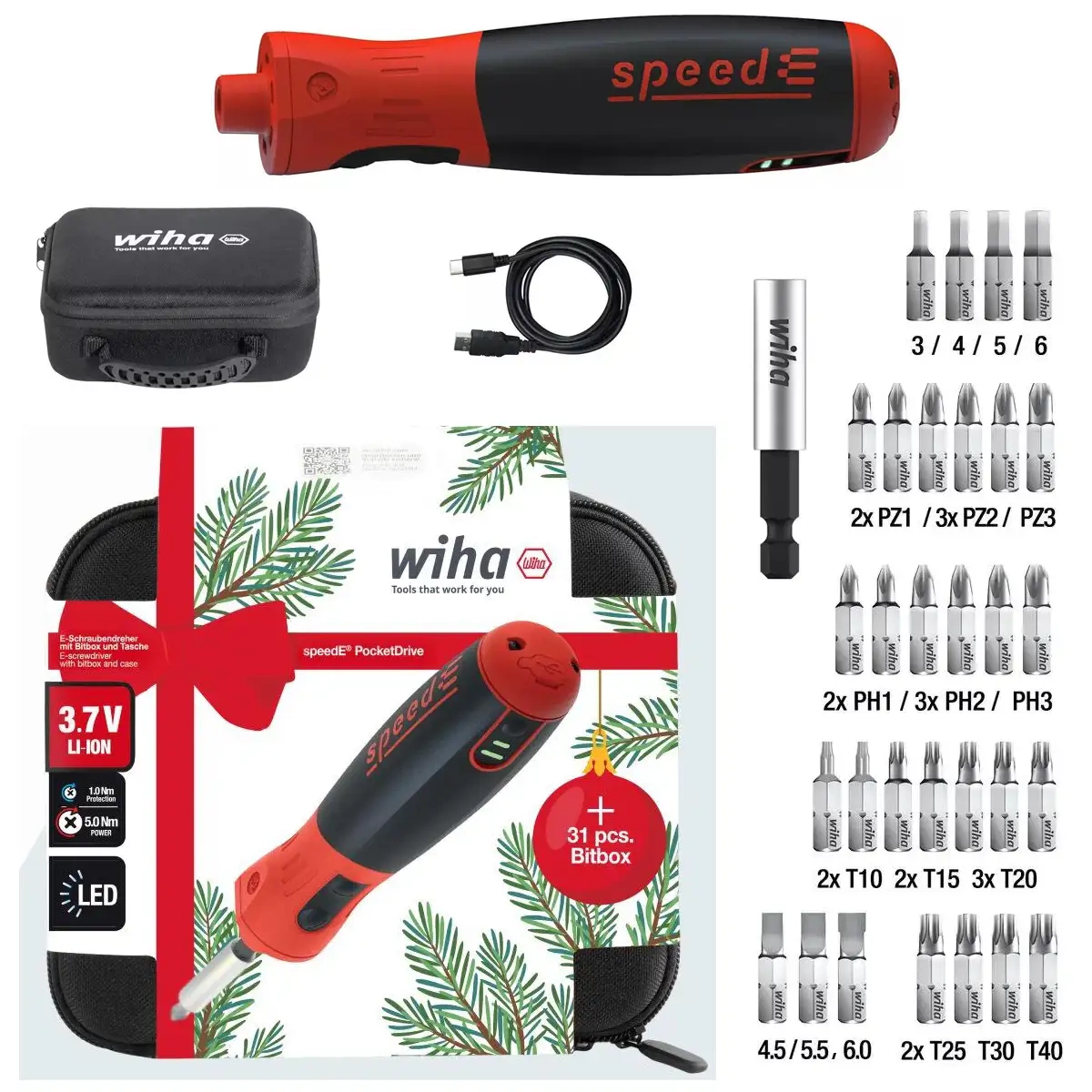 Wkrętak Wiha speedE PocketDrive Christmas Edition 47183 - obrazek 1