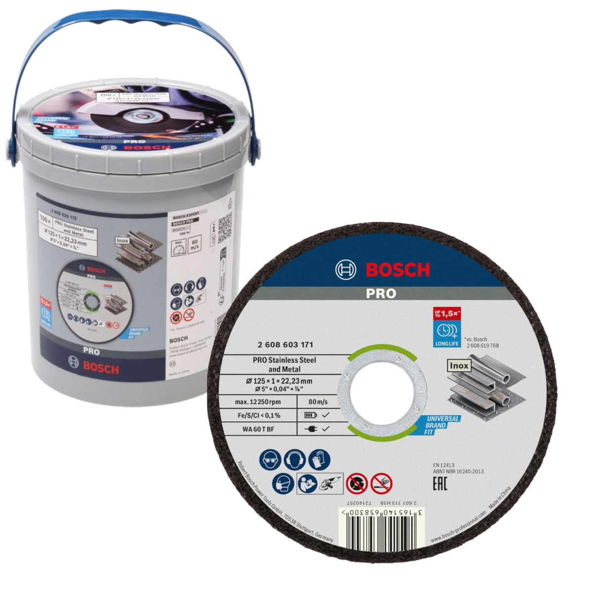 Zestaw 100 szt. tarcz tnących do ciecia metalu 125x1 mm Bosch 2608626113 - obrazek 1